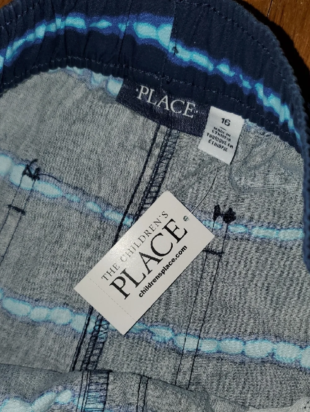The Children's Place Navy Blue and Light Blue Striped Boys Shorts